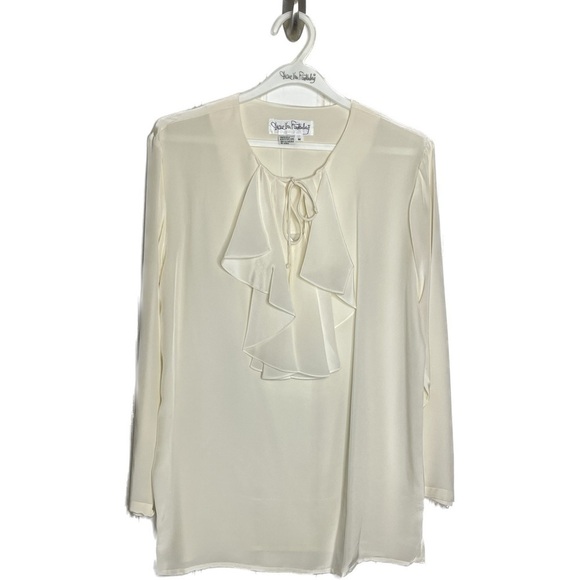 Diane Von Fustenberg 100% Silk Cream Poet's Blouse - Picture 1 of 10